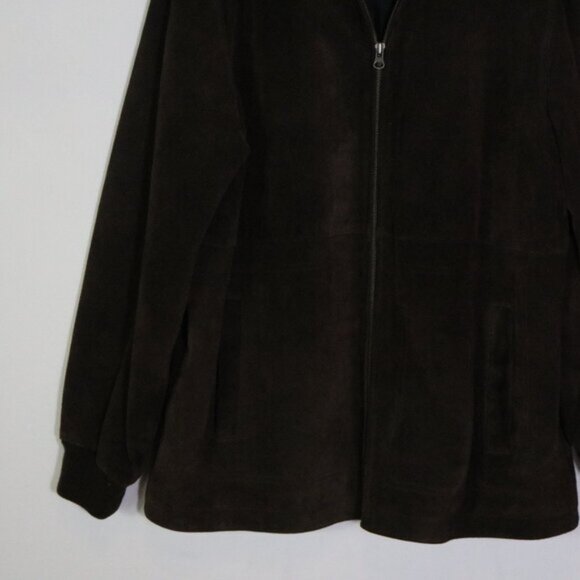Vintage Y2K 2001 Old Navy Mens Chocolate Brown Suede Jacket Large Bomber Grunge - Picture 3 of 9